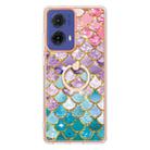 For Motorola Moto G85 Electroplating Pattern IMD TPU Shockproof Case with Rhinestone Ring Holder(Colorful Scales) - 2