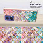 For Motorola Moto G85 Electroplating Pattern IMD TPU Shockproof Case with Rhinestone Ring Holder(Colorful Scales) - 3