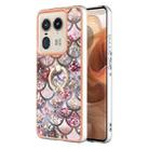 For Motorola Edge 50 Ultra Electroplating Pattern IMD TPU Shockproof Case with Rhinestone Ring Holder(Pink Scales) - 1