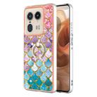 For Motorola Edge 50 Ultra Electroplating Pattern IMD TPU Shockproof Case with Rhinestone Ring Holder(Colorful Scales) - 1