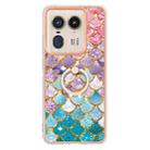 For Motorola Edge 50 Ultra Electroplating Pattern IMD TPU Shockproof Case with Rhinestone Ring Holder(Colorful Scales) - 2