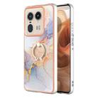 For Motorola Edge 50 Ultra Electroplating Pattern IMD TPU Shockproof Case with Rhinestone Ring Holder(Milky Way White Marble) - 1