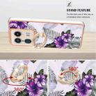 For Motorola Edge 50 Ultra Electroplating Pattern IMD TPU Shockproof Case with Rhinestone Ring Holder(Purple Flower) - 3