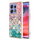 For Motorola Edge 50 Pro Electroplating Pattern IMD TPU Shockproof Case with Rhinestone Ring Holder(Colorful Scales) - 1