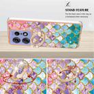 For Motorola Edge 50 Pro Electroplating Pattern IMD TPU Shockproof Case with Rhinestone Ring Holder(Colorful Scales) - 3