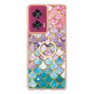 For Motorola Edge 50 Fusion Electroplating Pattern IMD TPU Shockproof Case with Rhinestone Ring Holder(Colorful Scales) - 2