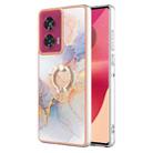 For Motorola Edge 50 Fusion Electroplating Pattern IMD TPU Shockproof Case with Rhinestone Ring Holder(Milky Way White Marble) - 1