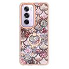 For OPPO Reno12 Pro Global Electroplating Pattern IMD TPU Shockproof Case with Rhinestone Ring Holder(Pink Scales) - 2
