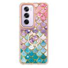 For OPPO Reno12 Pro Global Electroplating Pattern IMD TPU Shockproof Case with Rhinestone Ring Holder(Colorful Scales) - 2