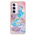 For OPPO Reno12 Pro Global Electroplating Pattern IMD TPU Shockproof Case with Rhinestone Ring Holder(Milky Way Blue Marble) - 2