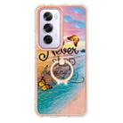 For OPPO Reno12 Pro Global Electroplating Pattern IMD TPU Shockproof Case with Rhinestone Ring Holder(Dream Chasing Butterfly) - 2