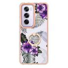 For OPPO Reno12 Pro Global Electroplating Pattern IMD TPU Shockproof Case with Rhinestone Ring Holder(Purple Flower) - 2