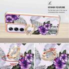 For OPPO Reno12 Pro Global Electroplating Pattern IMD TPU Shockproof Case with Rhinestone Ring Holder(Purple Flower) - 3
