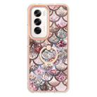 For OPPO Reno12 Global Electroplating Pattern IMD TPU Shockproof Case with Rhinestone Ring Holder(Pink Scales) - 2
