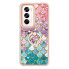 For OPPO Reno12 Global Electroplating Pattern IMD TPU Shockproof Case with Rhinestone Ring Holder(Colorful Scales) - 2