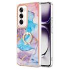 For OPPO Reno12 Global Electroplating Pattern IMD TPU Shockproof Case with Rhinestone Ring Holder(Milky Way Blue Marble) - 1