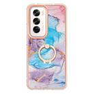 For OPPO Reno12 Global Electroplating Pattern IMD TPU Shockproof Case with Rhinestone Ring Holder(Milky Way Blue Marble) - 2