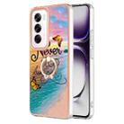 For OPPO Reno12 Global Electroplating Pattern IMD TPU Shockproof Case with Rhinestone Ring Holder(Dream Chasing Butterfly) - 1