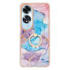 For OPPO A60 Electroplating Pattern IMD TPU Shockproof Case with Rhinestone Ring Holder(Milky Way Blue Marble) - 2