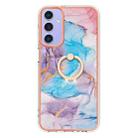 For Samsung Galaxy A16 5G Electroplating Pattern IMD TPU Shockproof Case with Rhinestone Ring Holder(Milky Way Blue Marble) - 2
