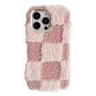 For iPhone 16 Pro Square Grid Plush TPU Phone Case(Pink) - 1