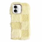 For iPhone 16 Plus Square Grid Plush TPU Phone Case(Yellow) - 1