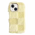 For iPhone 15 Plus Square Grid Plush TPU Phone Case(Yellow) - 1