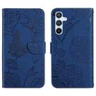 For Samsung Galaxy S25 5G Skin Feel Butterfly Embossed Flip Leather Phone Case(Blue) - 1