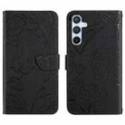 For Samsung Galaxy S25+ 5G Skin Feel Butterfly Embossed Flip Leather Phone Case(Black) - 1