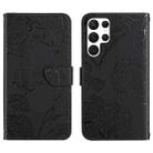 For Samsung Galaxy S25 Ultra 5G Skin Feel Butterfly Embossed Flip Leather Phone Case(Black) - 1