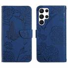 For Samsung Galaxy S25 Ultra 5G Skin Feel Butterfly Embossed Flip Leather Phone Case(Blue) - 1