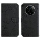 For Samsung Galaxy S25 Edge 5G Skin Feel Butterfly Embossed Flip Leather Phone Case(Black) - 1