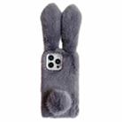 For iPhone 16 Pro Max Solid Color Plush Rabbit TPU Phone Case(Grey) - 1