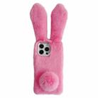 For iPhone 16 Pro Max Solid Color Plush Rabbit TPU Phone Case(Pink) - 1