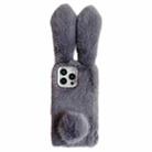 For iPhone 16 Pro Solid Color Plush Rabbit TPU Phone Case(Grey) - 1