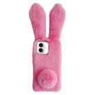 For iPhone 16 Plus Solid Color Plush Rabbit TPU Phone Case(Pink) - 1