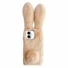 For iPhone 16 Plus Solid Color Plush Rabbit TPU Phone Case(Beige) - 1