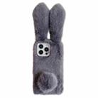 For iPhone 15 Pro Max Solid Color Plush Rabbit TPU Phone Case(Grey) - 1