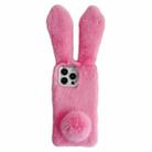 For iPhone 15 Pro Max Solid Color Plush Rabbit TPU Phone Case(Pink) - 1