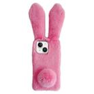 For iPhone 14 Plus Solid Color Plush Rabbit TPU Phone Case(Pink) - 1