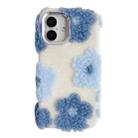 For iPhone 16 Plus Jacquard Plush TPU Phone Case(Blue) - 1