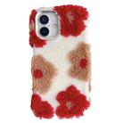 For iPhone 16 Jacquard Plush TPU Phone Case(Red) - 1