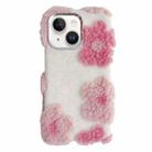 For iPhone 15 Plus Jacquard Plush TPU Phone Case(Pink) - 1