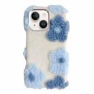 For iPhone 15 Plus Jacquard Plush TPU Phone Case(Blue) - 1