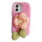 For iPhone 16 Plus Cloth Flower Plush TPU Phone Case(Pink) - 1