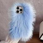 For iPhone 16 Pro Wool Long Plush TPU Phone Case(Blue) - 1