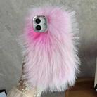 For iPhone 16 Plus Wool Long Plush TPU Phone Case(Pink) - 1