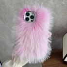 For iPhone 15 Pro Max Wool Long Plush TPU Phone Case(Pink) - 1