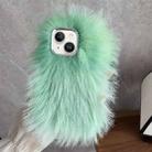 For iPhone 15 Plus Wool Long Plush TPU Phone Case(Green) - 1