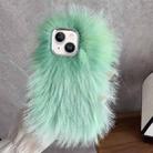 For iPhone 14 Plus Wool Long Plush TPU Phone Case(Green) - 1